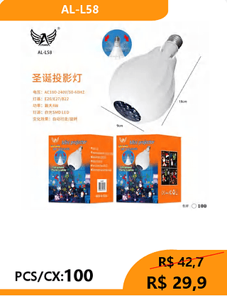 LAMPADA BLUETOOTH PCS/CX:100 R$ 29,9