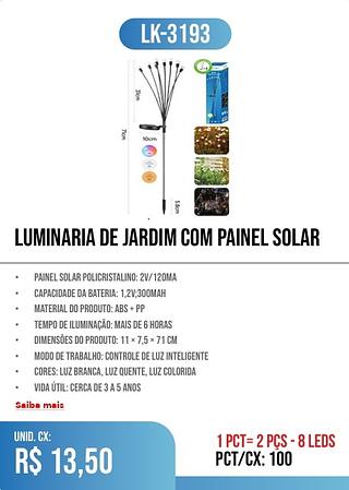 LUMINARIA DE JARDIM COM PAINEL SOLAR 100pç=13,50$