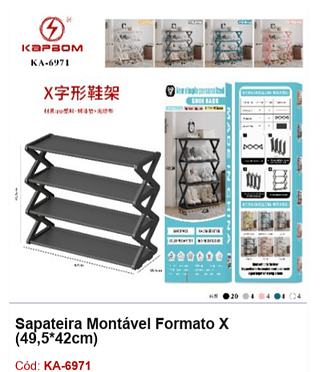 Sapateira Montável Formato X (49,5*42cm) R$ 29,7 PCS/cx: 36