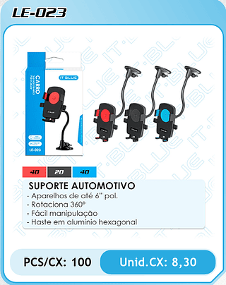 SUPORTE AUTOMOTIVO PCS/CX: 100 Unid.CX: 8,30