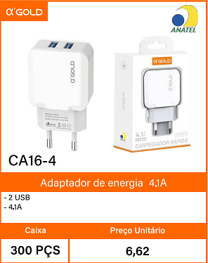 Adaptador de energia 4.1A - Caixa 300 PCS Preco Unitario 6,62