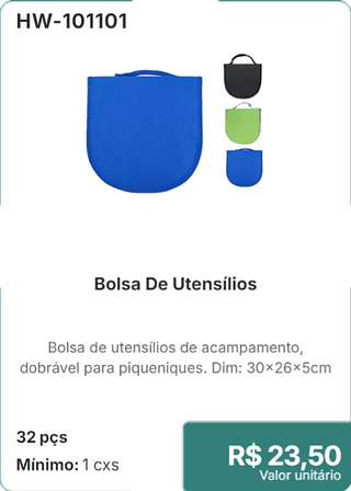 Bolsa De Utensílios 32 pçs R$ 23,50