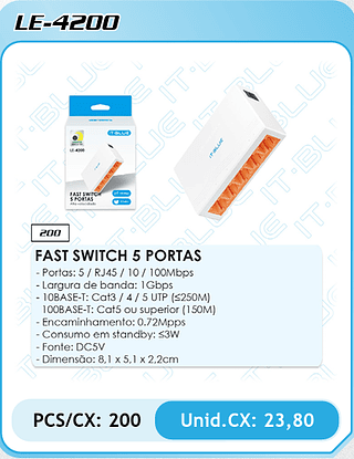 FAST SWITCH 5 PORTAS PCS/CX: 200 Unid.CX: 23,80