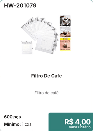 Filtro De Cafe 600 pçs R$ 4,00