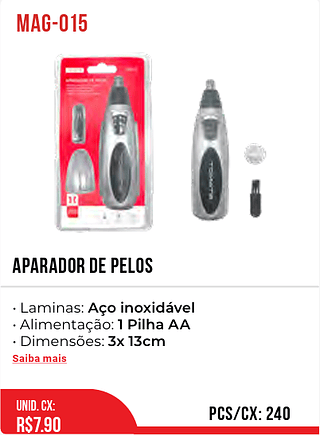 APARADOR DE PELOS 240pç=7,9$