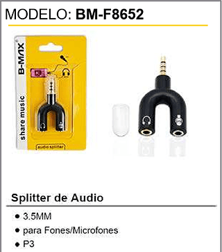 Splitter de Audio 1000PCS/CX Unid.CX:1,29