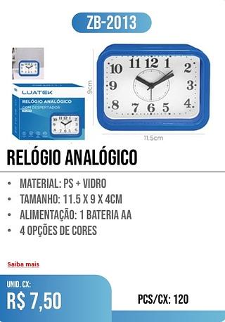 relógio analógico 120pç=7,50$