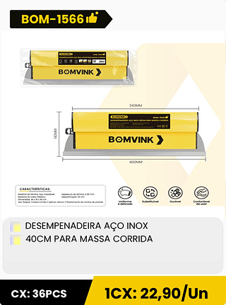 DESEMPENADEIRA AÇO INOX 40CM PARA MASSA CORRIDA CX: 36PCS 1CX: 22,90/Un