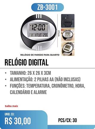 RELÓGIO DIGITAL 30pç=30$