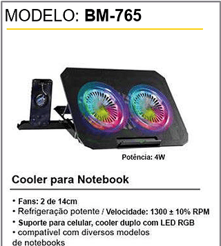Cooler para Notebook 20PCS/CX Unid.CX: 32,00