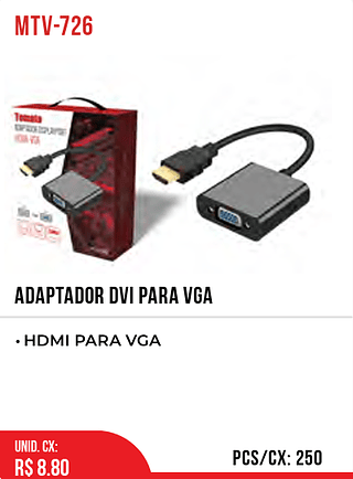 ADAPTADOR DVI PARA VGA 250pç=8,8$