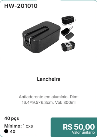 Lancheira 40 pçs R$ 50.00