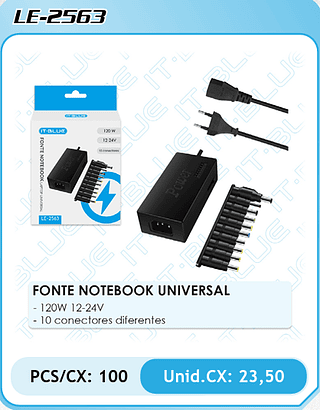 FONTE NOTEBOOK UNIVERSAL 100PÇ=23,5$
