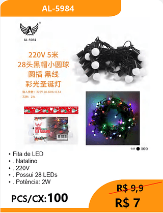 Fita de LED PCS/CX:100 R$ 7