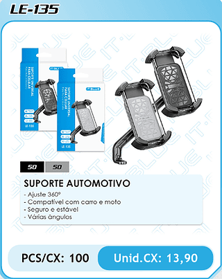 SUPORTE AUTOMOTIVO PCS/CX: 100 Unid.CX: 13,90