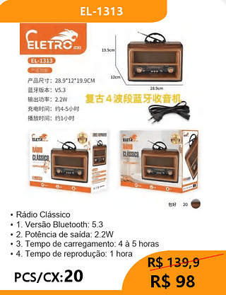 RÁDIO PCS/CX:20 R$98