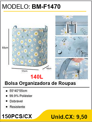 Bolsa Organizadora de Roupas 150PCS/CX Unid.CX: 9,50