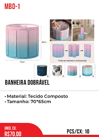 Banheira Dobrável 10pç=70