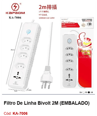 Filtro De Linha Bivolt 2M R$ 23,4 PCS/CX:60