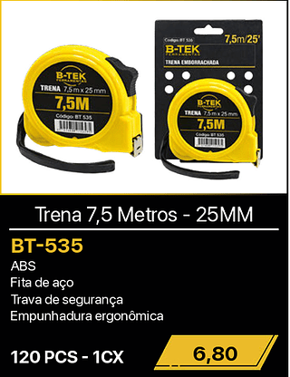 Trena 7,5 Metros 25MM - 120PCS R$6,80