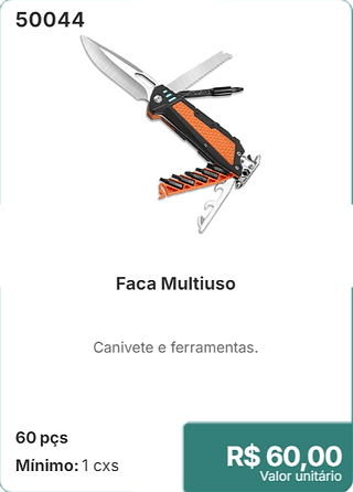 Faca Multiuso 60 pçs R$ 60.00