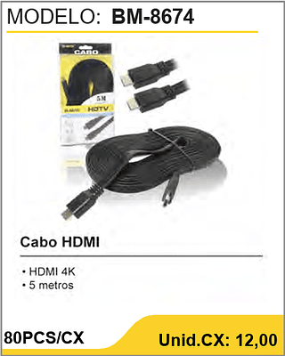 Cabo HDMI 80PCS/CX Unid.CX: 12,00