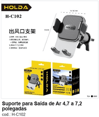Suporte para Saída de Ar 4,7 a 7,2 polegadas R$ 9,9 PC/CX:100