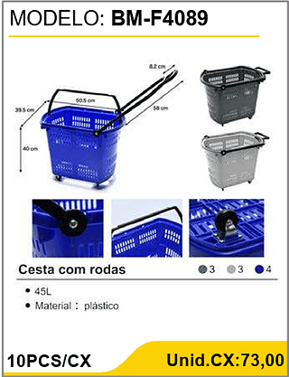 Cesta com rodas 10PCS/CX Unid.CX:73,00