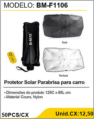 Protetor Solar Parabrisa para carro 50PCS/CX Unid.CX:12,50