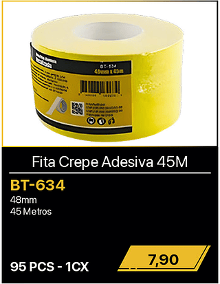 Fita Crepe Adesiva 45M 95PCS R$7,90