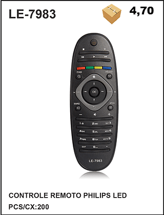 CONTROLE REMOTO PHILIPS LED 200PÇ=4,7$