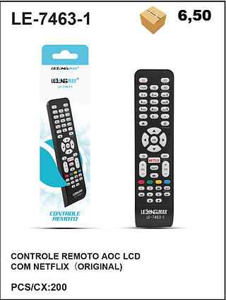 CONTROLE REMOTO AOC LCD COM NETFLIX (ORIGINAL) 200pç=6,5$
