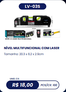 NÍVEL MULTIFUNCIONAL COM LASER UNID. CX: R$ 18,00 PCS/CX: 100