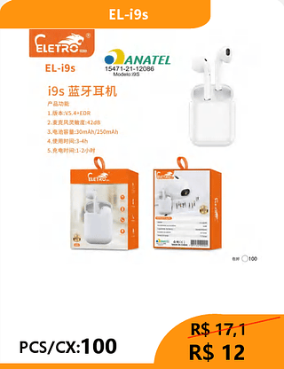 FONE BLUETOOTH PCS/CX:100 R$12