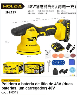 Polidora a bateria de lítio de 48V (duas baterias, um carregador) 48V R$ 179,1 PC/CX:6