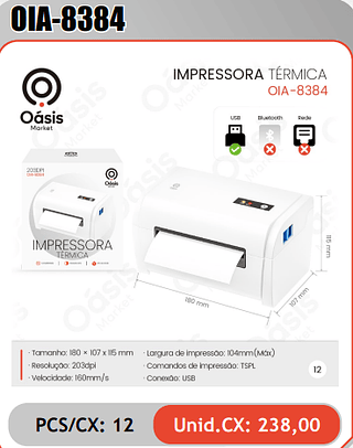 IMPRESSORA TERMICA PCS/CX: 12 Unid.CX: 238,00
