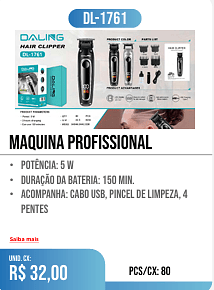 maquina profissional PCS/CX: 80 UNID. CX: r$ 32,00