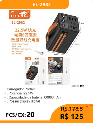 POWER BANK PCS/CX:20 R$125