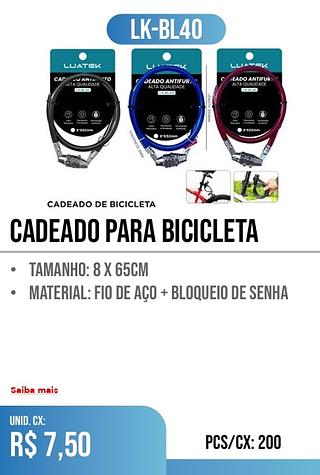 CADEADO PARA BICICLETA PCS/CX: 200 r$ 7,50