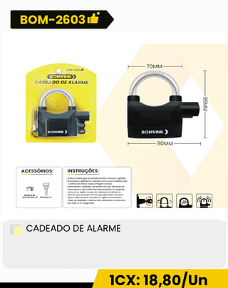 CADEADO DE ALARME CX: 60PCS 1CX: 18,80/Un