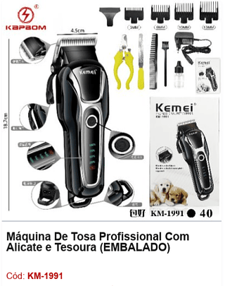 Máquina De Tosa Profissional Com Alicate e Tesoura R$ 83,7 PCS/CX: 40
