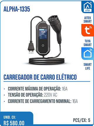 CARREGADOR DE CARRO ELÉTRICO UNID. CX: R$ 580.00 PCS/CX: 5