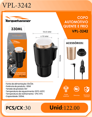 COPO AUTOMOTIVO QUENTE E FRIO PCS/CX:30 Unid:122.00
