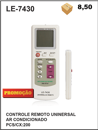 CONTROLE REMOTO UNINERSAL AR CONDICIONADO 200PÇ=8,5$