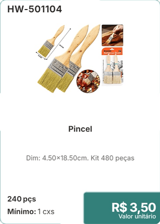 Pincel 240 pçs R$ 3,50