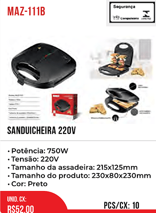 Sanduicheira 220v 10pç=52$