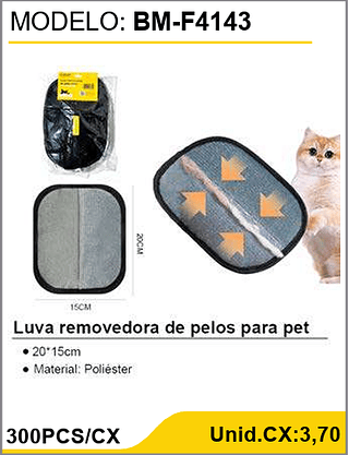 Luva removedora de pelos para pet 300PCS/CX Unid.CX:3,70