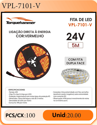 FITA DE LED 24V 5M PCS/CX:100 Unid:20.00