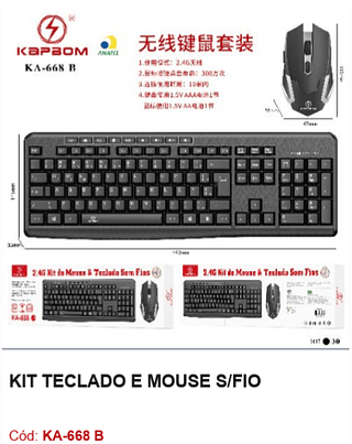 KIT TECLADO E MOUSE S/FIO R$49,5 PCS/cx:30