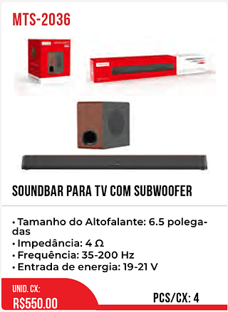 Soundbar Para Tv Com Subwoofer 4pç=550$